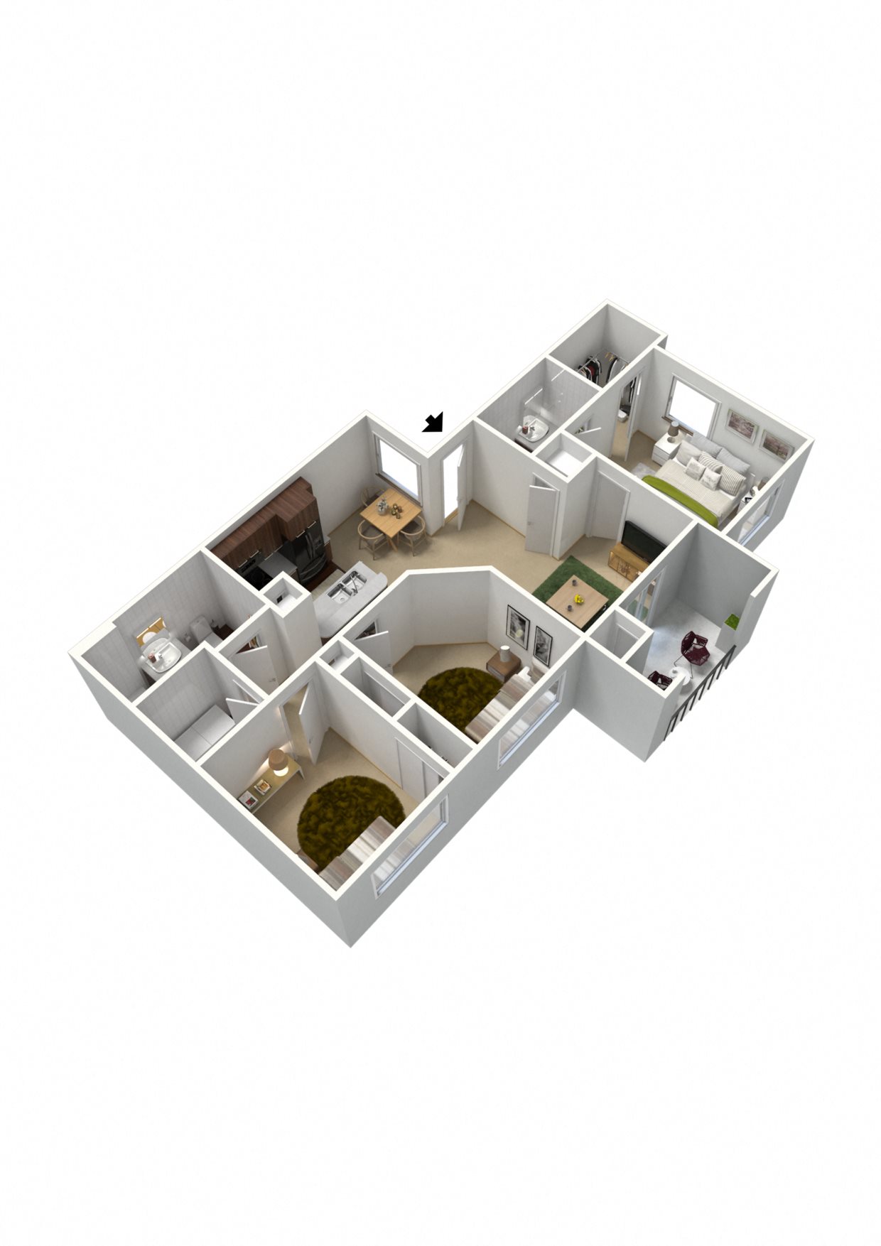 3 bedroom 2 bathroom floor plan at Summit Vista Apartments in Tucson, AZ